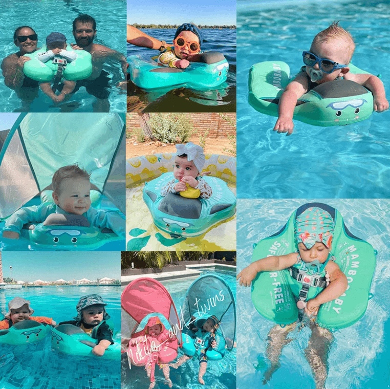 Aquivie - Schwimmarmband für Kinder BabySwim mit Sicherheitskappe zum sicheren Schwimmen auf dem Wasser – Sommer