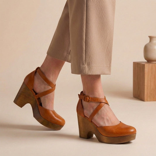 Bequeme Damen Plateau Pumps mit Riemchen – Elegante Blockabsatz Schuhe für Alltag & Büro