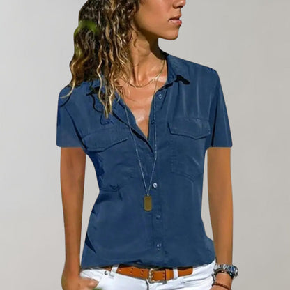 Kurzarm Hemdblusen-Shirt – luftig & leicht für Damen
