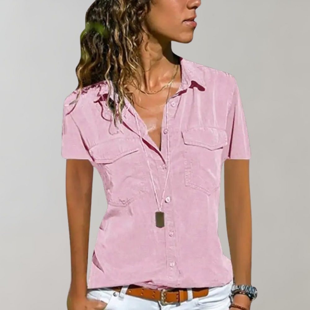 Kurzarm Hemdblusen-Shirt – luftig & leicht für Damen
