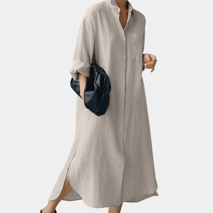 Louna - Oversize Leinenhemdkleid | Müheloser Stil | Leicht und Atmungsaktiv | Lässiges Outfit