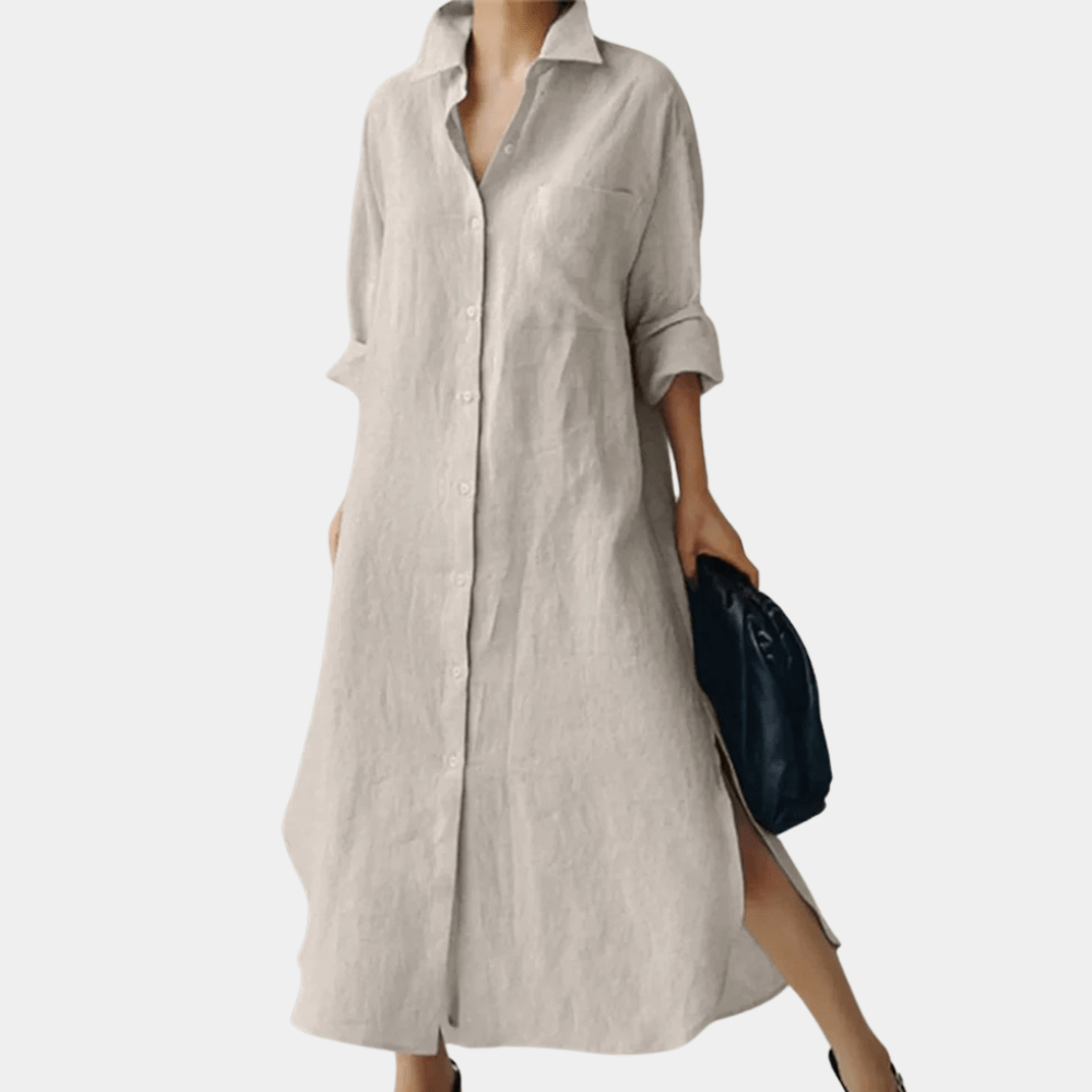 Louna - Oversize Leinenhemdkleid | Müheloser Stil | Leicht und Atmungsaktiv | Lässiges Outfit