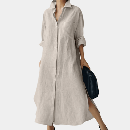 Louna - Oversize Leinenhemdkleid | Müheloser Stil | Leicht und Atmungsaktiv | Lässiges Outfit