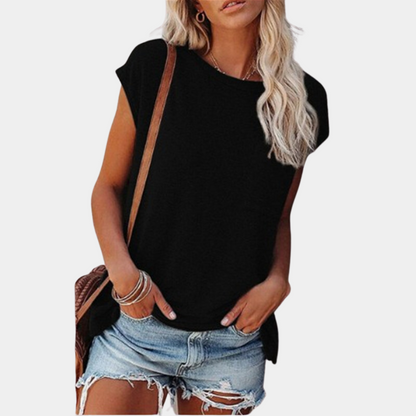 Lässiges Sommer T-Shirt für Frauen mit lockerer Passform und Brusttasche