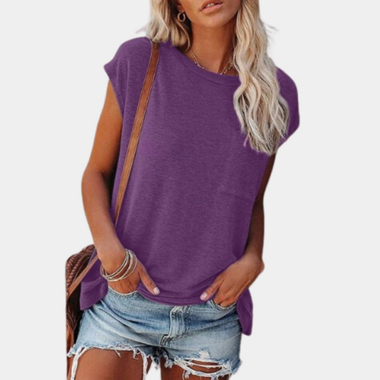Lässiges Sommer T-Shirt für Frauen mit lockerer Passform und Brusttasche