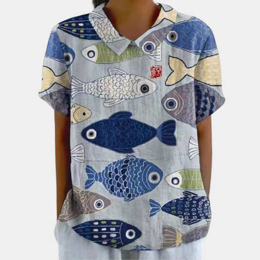 Luftige Damen Bluse mit Blumenprint & Kragen – Leichtes Sommer Shirt im Vintage Stil