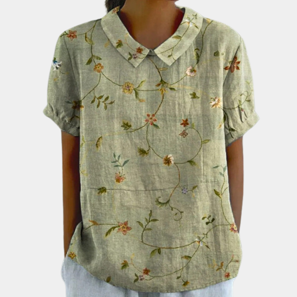 Luftige Damen Bluse mit Blumenprint & Kragen – Leichtes Sommer Shirt im Vintage Stil