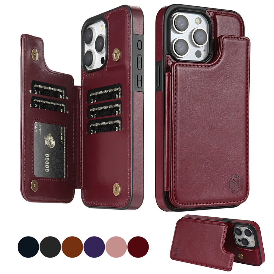 Magnoria - Luxuriöse Ledertasche für das Handy mit Kartenfächern, Fotobereich und Magnetverschluss