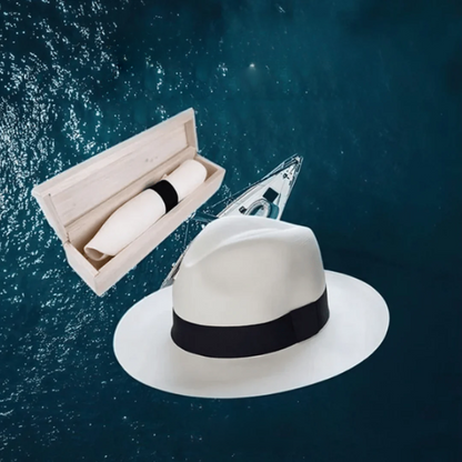 Klassischer Fedora Strohhut für Herren – Eleganter Sommerhut mit UV-Schutz & Reiseetui
