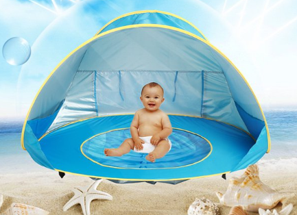 Soléane - Sommerzelt für Kinder BabyShade mit faltbarem Pool für den Strand, im Sack verstaubar