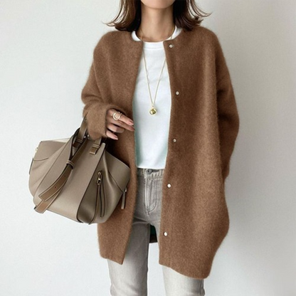 Eleganter Strick Cardigan für Damen – Weiche, Lange Strickjacke mit Knopfleiste & Lockerer Passform