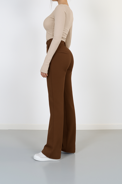 Floréa - Elegante Hochtaillierte Stretchhose mit Geradem Bein für Frauen