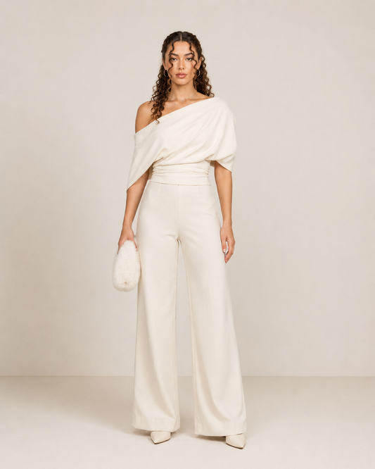 Eleganter Ein-Schulter Jumpsuit für Damen – Weit geschnittener Overall für Abend & besondere Anlässe