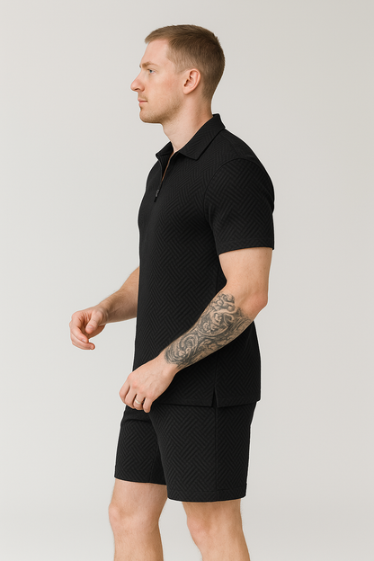 Calixte - Elegantes und Leichtes Sommer-Set aus Leinen für Herren, bestehend aus einem Polo und Shorts