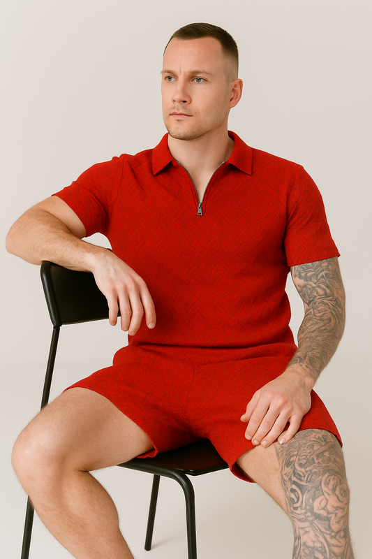 Calixte - Elegantes und Leichtes Sommer-Set aus Leinen für Herren, bestehend aus einem Polo und Shorts