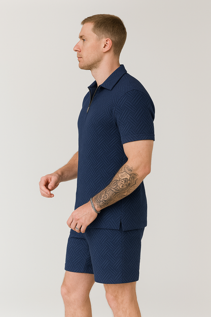 Calixte - Elegantes und Leichtes Sommer-Set aus Leinen für Herren, bestehend aus einem Polo und Shorts