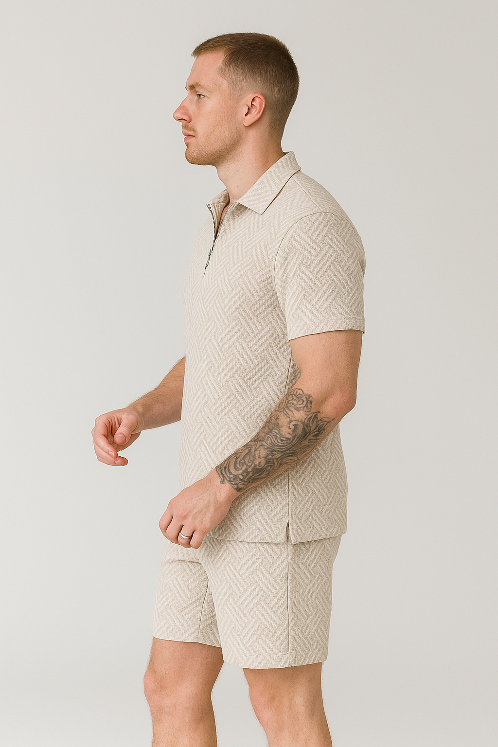 Calixte - Elegantes und Leichtes Sommer-Set aus Leinen für Herren, bestehend aus einem Polo und Shorts