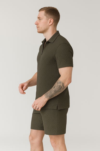 Calixte - Elegantes und Leichtes Sommer-Set aus Leinen für Herren, bestehend aus einem Polo und Shorts