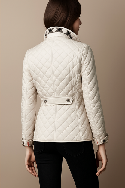 Virelia - Eleganter Frühlingsmantel aus Seide mit Karomuster, Knöpfen und Innenfutter im Burberry-Design