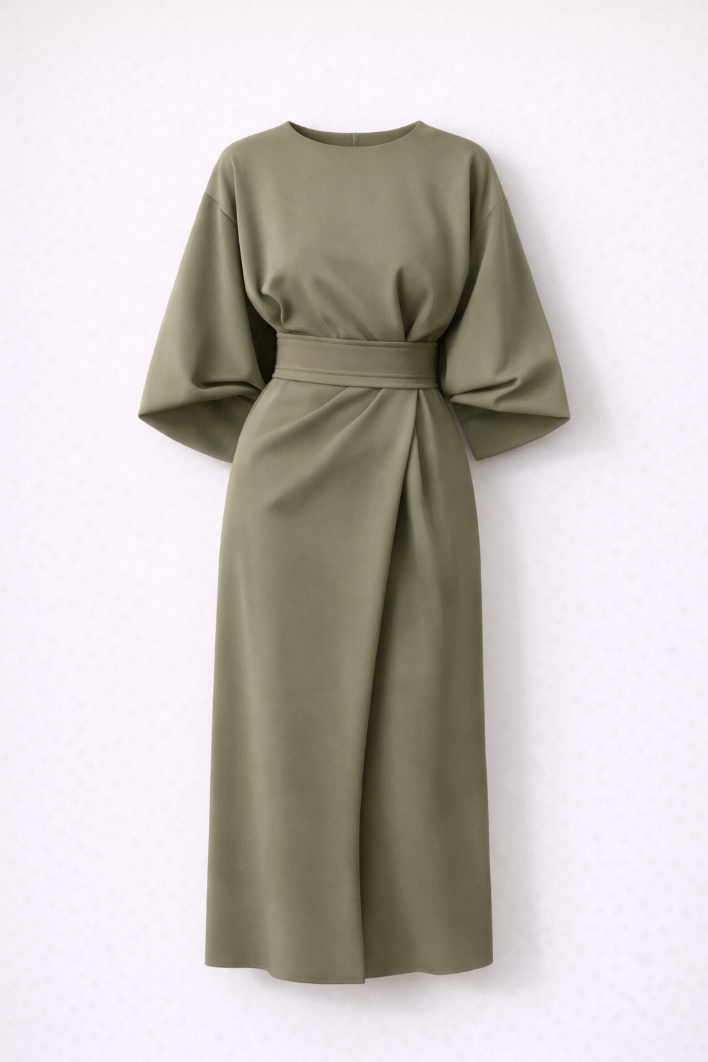 Soléïna - Elegantes Midi-Kleid mit Kimonoärmeln, Tailliert für eine weibliche Silhouette