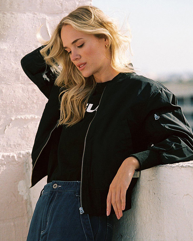 Ambrine - Klassischer Bomber für den Frühling für Frauen, mit Reißverschluss und Taschen