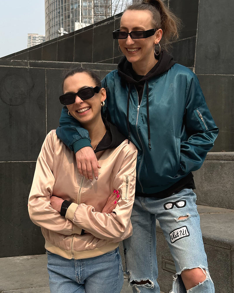 Ambrine - Klassischer Bomber für den Frühling für Frauen, mit Reißverschluss und Taschen