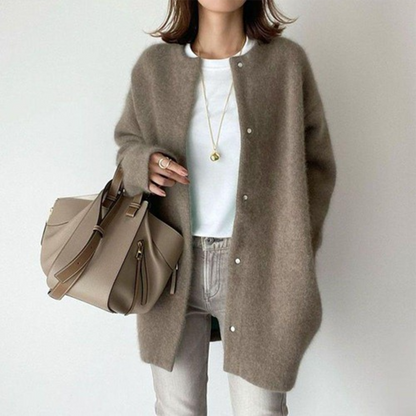 Eleganter Strick Cardigan für Damen – Weiche, Lange Strickjacke mit Knopfleiste & Lockerer Passform