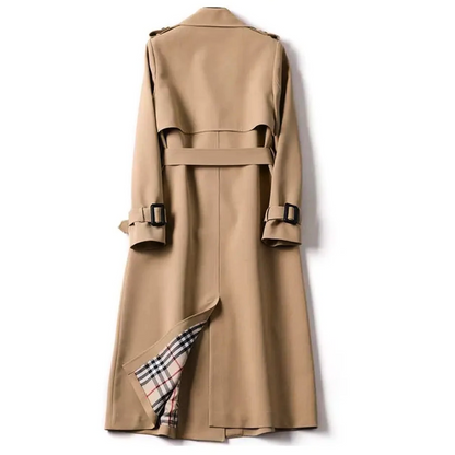 Syléa - Zeitloser, Unverzichtbarer Trenchcoat mit Doppelknopfverschluss und Bedrucktem Futter