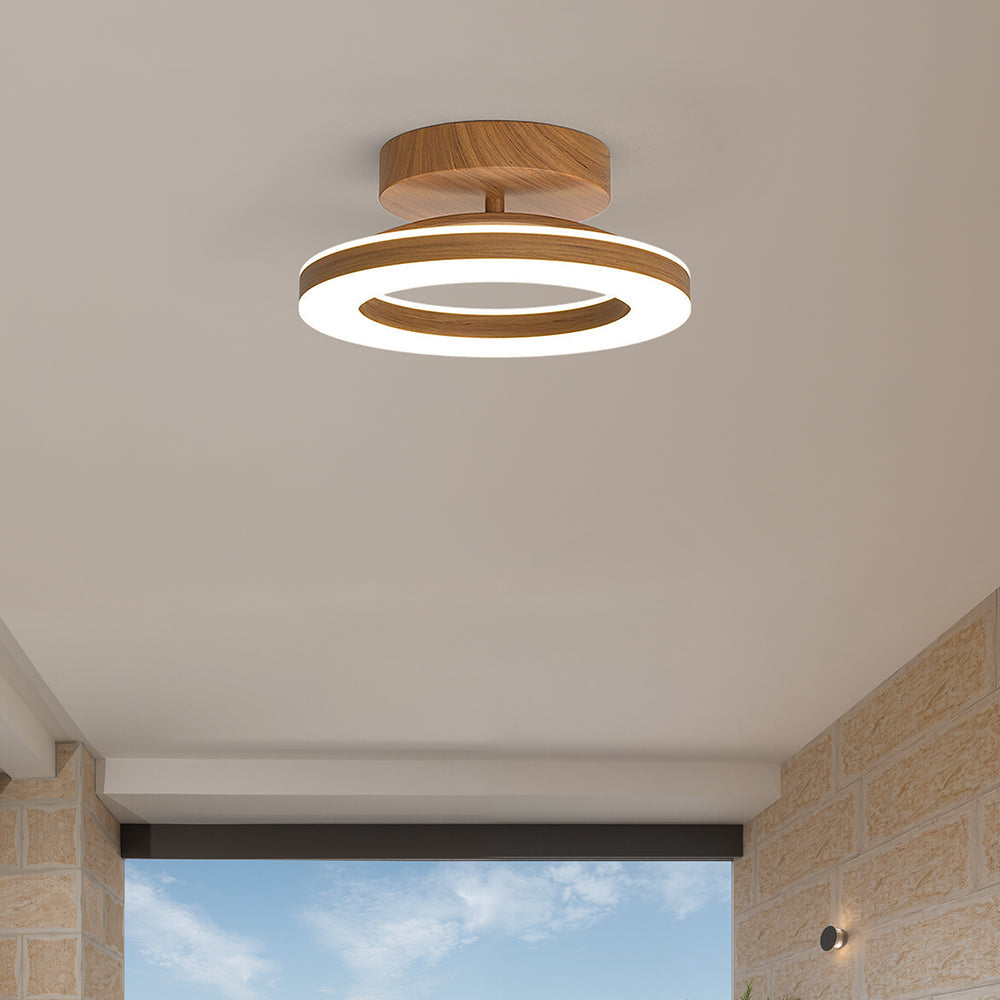 Annelis - LED Deckenlampe Offener Ring mit Holzrahmen