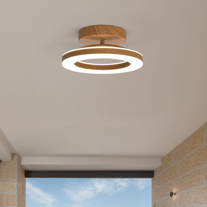 Annelis - LED Deckenlampe Offener Ring mit Holzrahmen