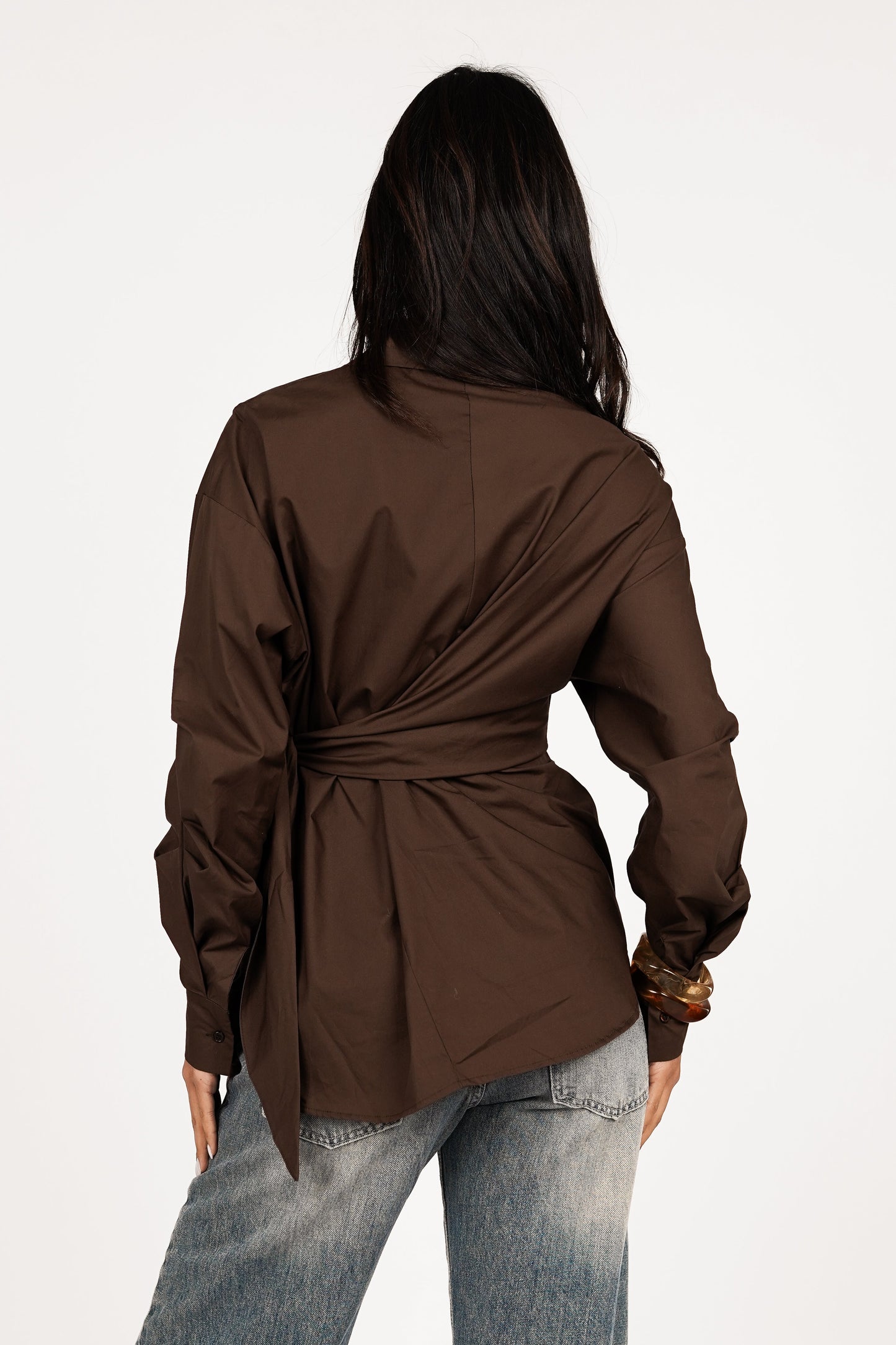 Aubérisse - Oversize-Bluse in Braun mit Seitenschleife, Trendy, für Frauen