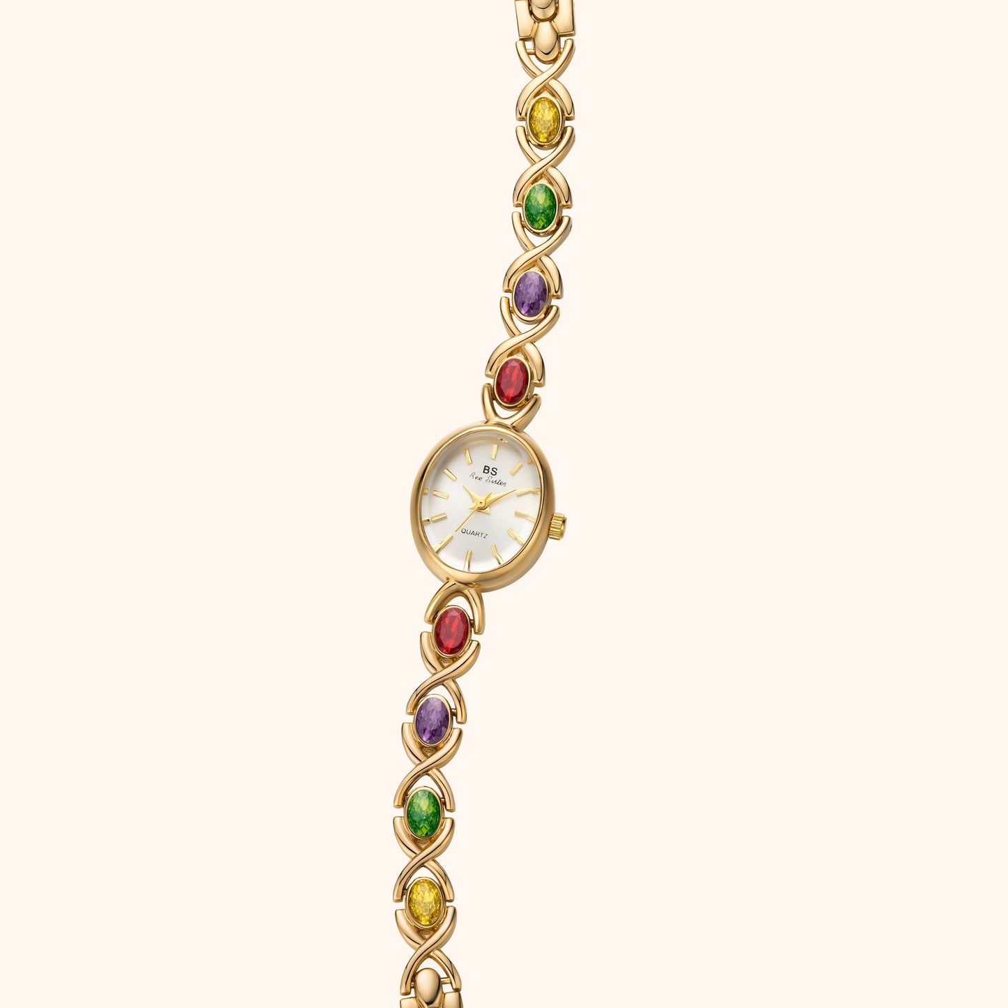Elegante Armbanduhr mit Edelstein-Design für Damen – Goldene Quarz Uhr im Schmuckstil