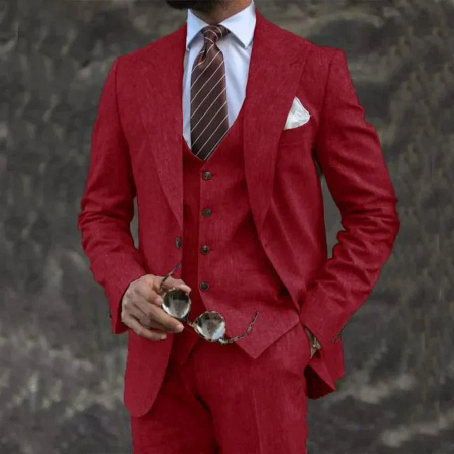 Eleganter 3-Teile Slim Fit Anzug – Moderner Business & Hochzeitsanzug für Herren