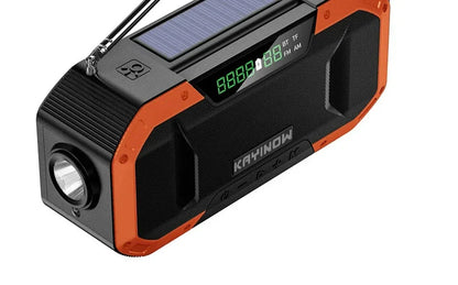 SolariPro - Tragbares Notfallradio AM/FM mit Solar-Handkurbel, LED, wiederaufladbarem Akku 5000mAh/10000mAh, Leselampe und Taschenlampe, SOS-Alarm