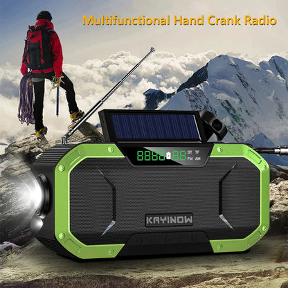SolariPro - Tragbares Notfallradio AM/FM mit Solar-Handkurbel, LED, wiederaufladbarem Akku 5000mAh/10000mAh, Leselampe und Taschenlampe, SOS-Alarm