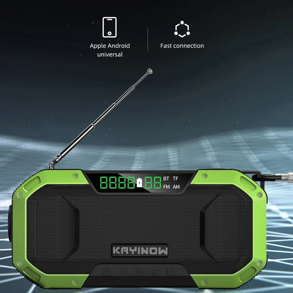 SolariPro - Tragbares Notfallradio AM/FM mit Solar-Handkurbel, LED, wiederaufladbarem Akku 5000mAh/10000mAh, Leselampe und Taschenlampe, SOS-Alarm