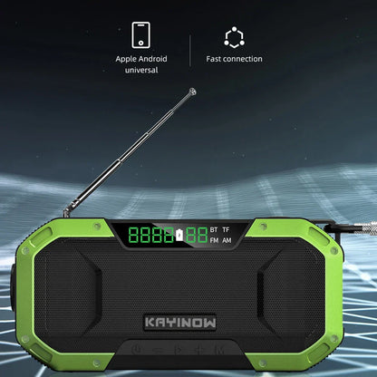 SolariPro - Tragbares Notfallradio AM/FM mit Solar-Handkurbel, LED, wiederaufladbarem Akku 5000mAh/10000mAh, Leselampe und Taschenlampe, SOS-Alarm