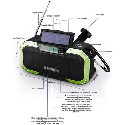 SolariPro - Tragbares Notfallradio AM/FM mit Solar-Handkurbel, LED, wiederaufladbarem Akku 5000mAh/10000mAh, Leselampe und Taschenlampe, SOS-Alarm