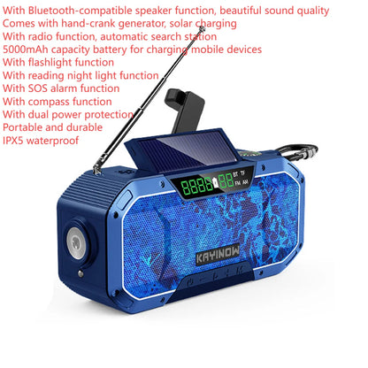 SolariPro - Tragbares Notfallradio AM/FM mit Solar-Handkurbel, LED, wiederaufladbarem Akku 5000mAh/10000mAh, Leselampe und Taschenlampe, SOS-Alarm