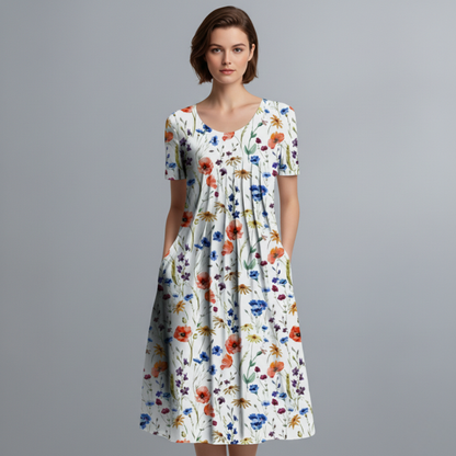 Leichtes Blumen Sommerkleid mit Taschen – Lockeres Freizeitkleid für Damen