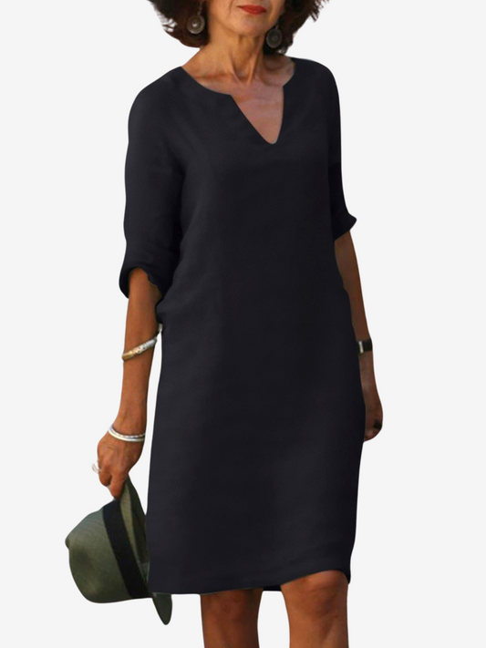Elegantes V-Ausschnitt Sommerkleid für Frauen mit lockerem Schnitt