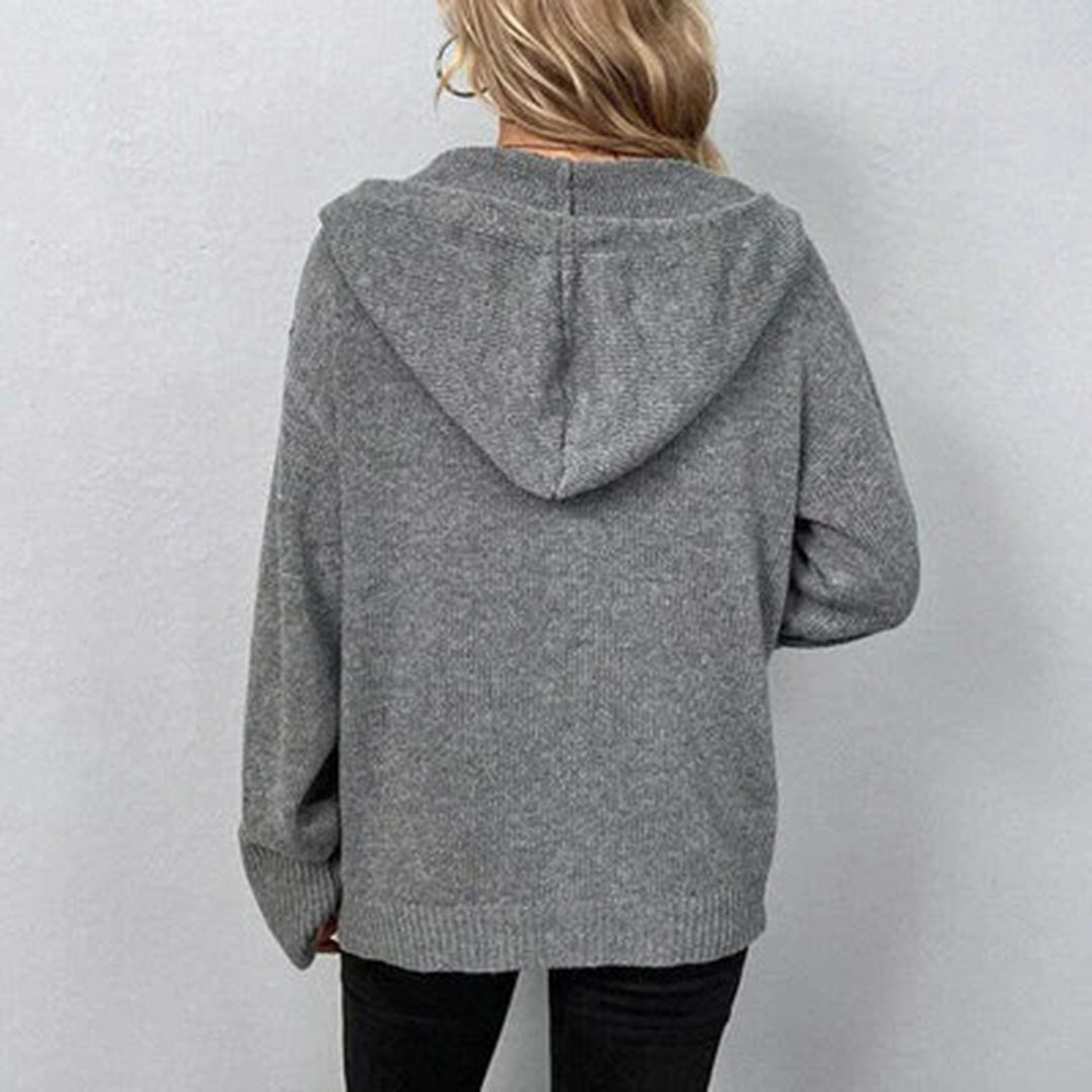 Strick Cardigan mit Kapuze & Knopfleiste – Warme Casual Jacke für Damen