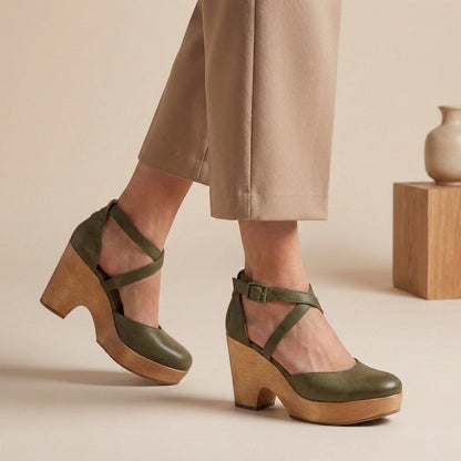 Bequeme Damen Plateau Pumps mit Riemchen – Elegante Blockabsatz Schuhe für Alltag & Büro