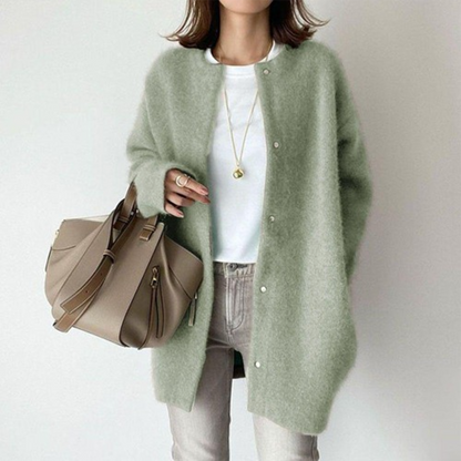 Eleganter Strick Cardigan für Damen – Weiche, Lange Strickjacke mit Knopfleiste & Lockerer Passform