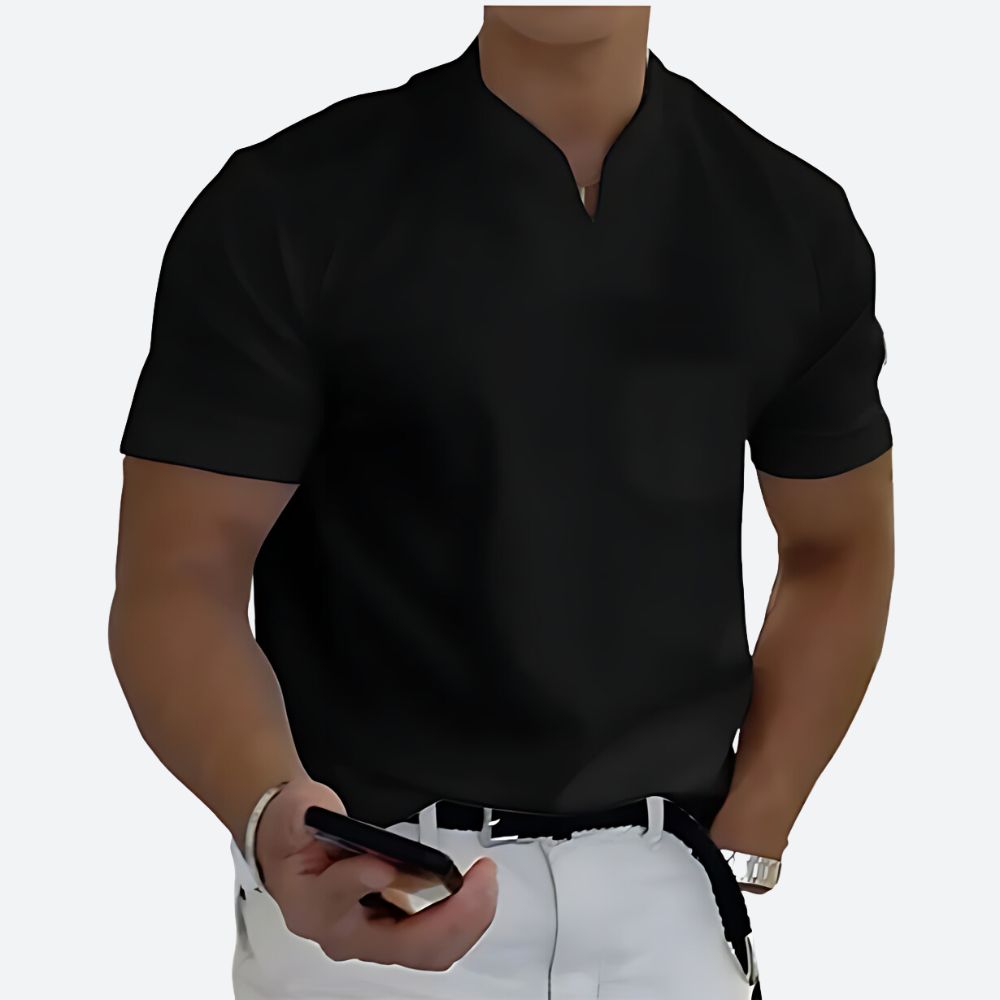 Modernes Herren T-Shirt mit Stehkragen & Slim Fit – Elegantes Freizeitshirt für stilbewusste Männer