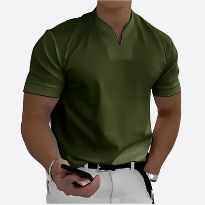 Modernes Herren T-Shirt mit Stehkragen & Slim Fit – Elegantes Freizeitshirt für stilbewusste Männer