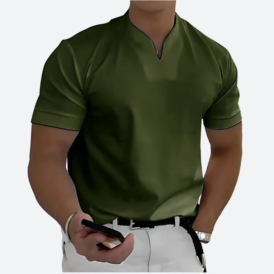 Modernes Herren T-Shirt mit Stehkragen & Slim Fit – Elegantes Freizeitshirt für stilbewusste Männer