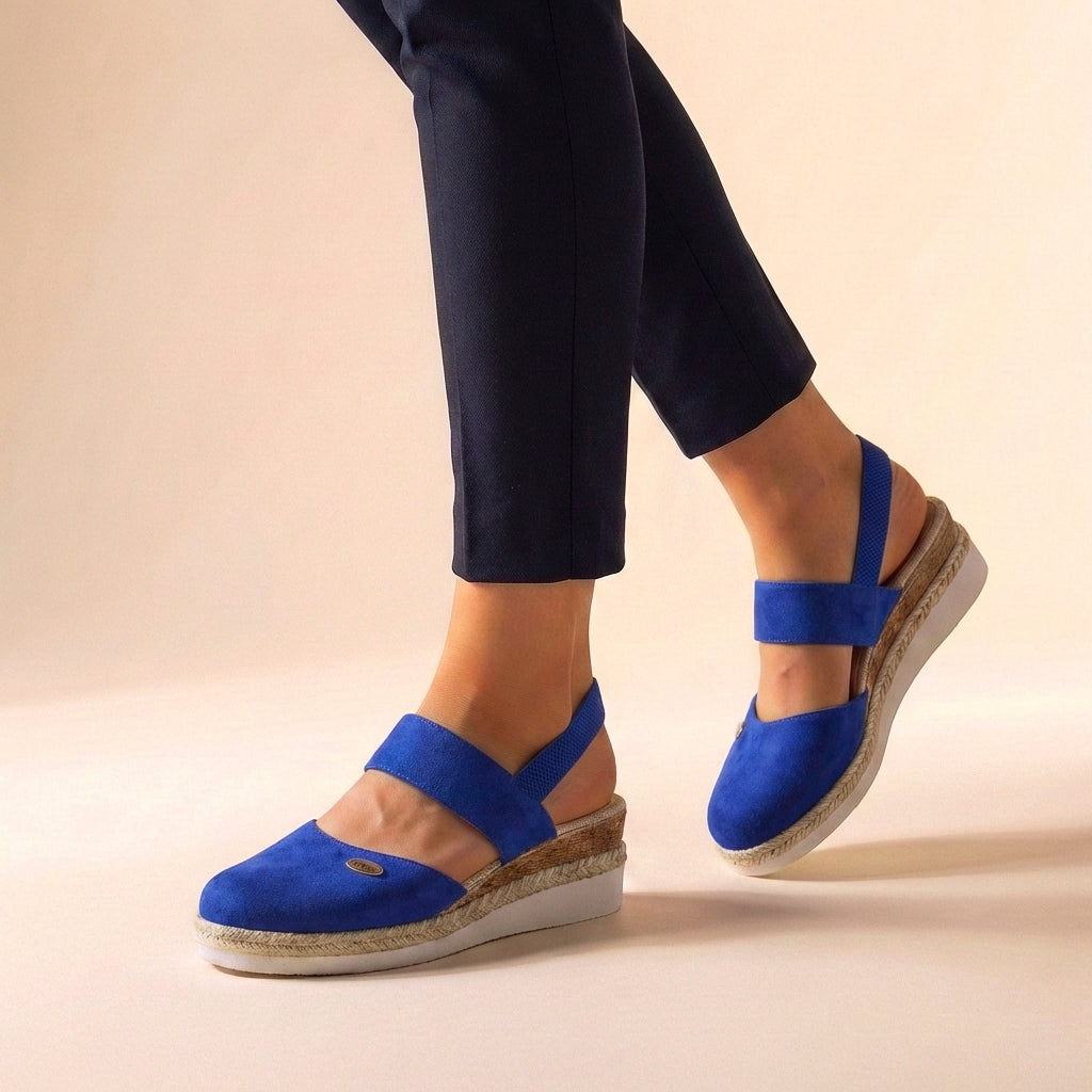 Bequeme Keilabsatz-Sandalen für Damen – Orthopädische Sommerschuhe mit Elastikriemen & Espadrille-Sohle