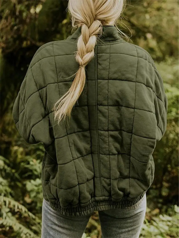 Gesteppte Oversize Jacke mit Reißverschluss für Damen – Warme Casual Steppjacke für Alltag & Herbst