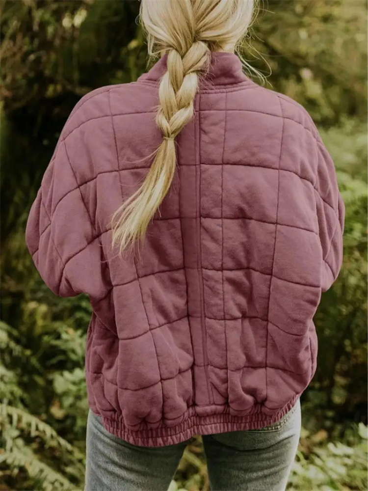 Gesteppte Oversize Jacke mit Reißverschluss für Damen – Warme Casual Steppjacke für Alltag & Herbst
